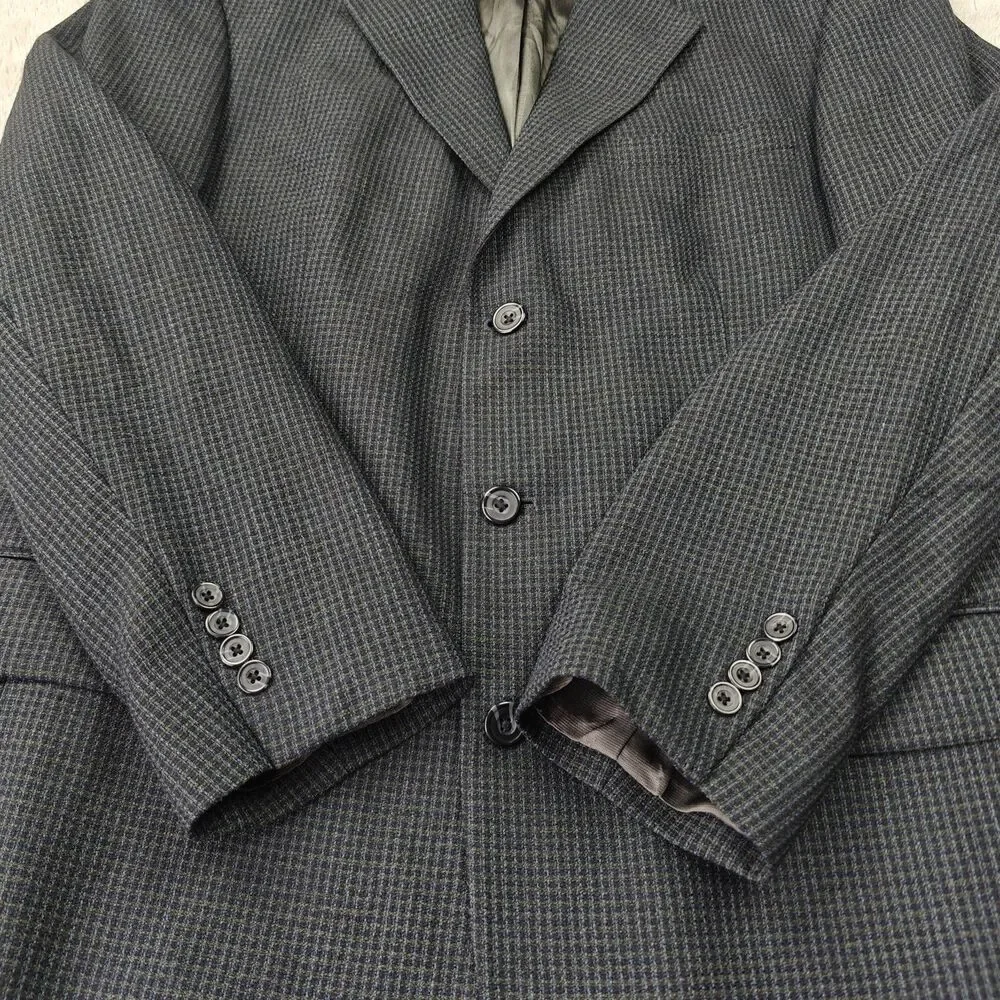 Oscar de la Renta Blazer Men's 42L Dark Grey Woven 3 Button Suit Jacket
